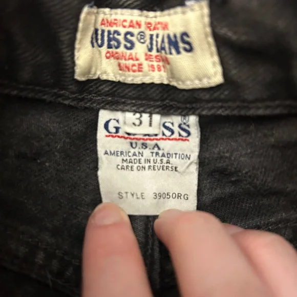 Vintage Guess Jeans Black Denim Relaxed Tapered High Rise - Picture 5 of 5